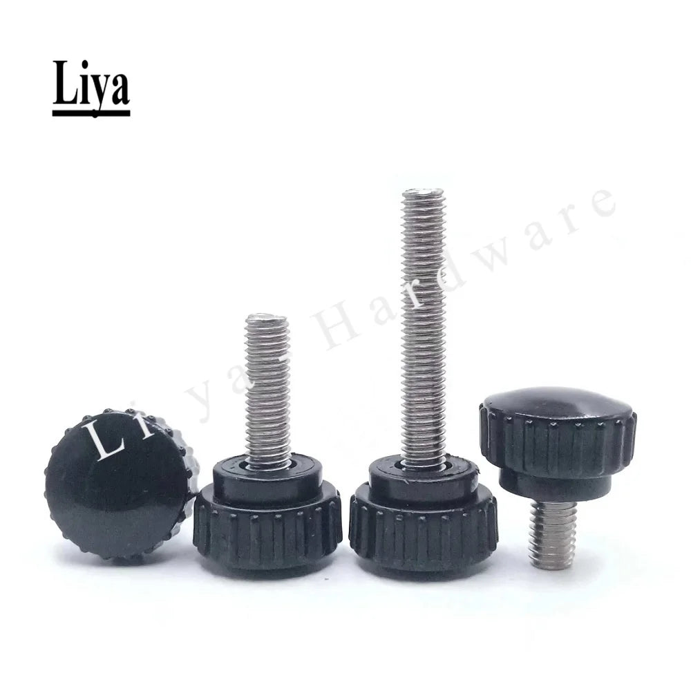 M3 M4 M5 M6 M8 Round Head Handle Hand Screw Round Knurled Rubber Thumb Screw Plastic Tighten Bolt Nuts Knob 304 Stainless Steel