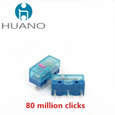 2Pcs New product HUANO Black Blue Transparent Shell Mute Mouse Micro Switch 10M 30M 60M 80M 100 million Mouse maintenance button