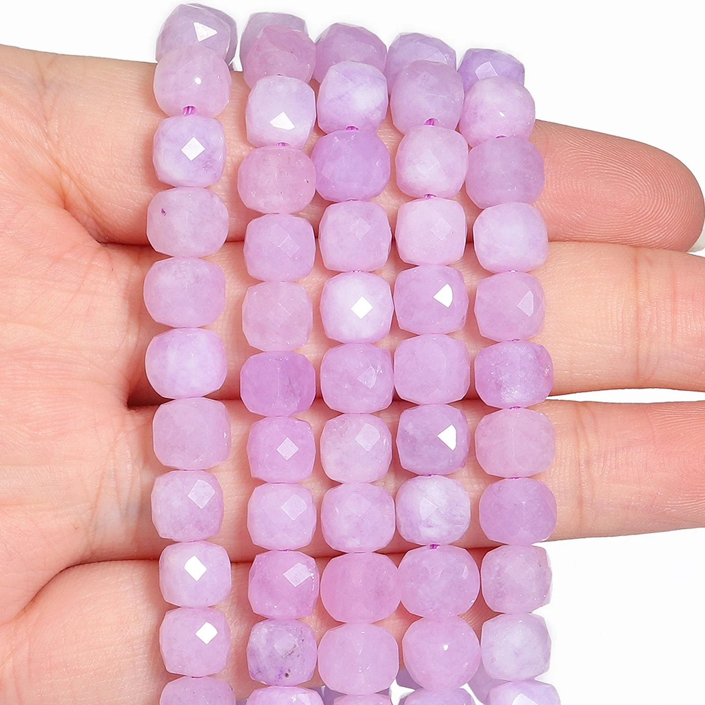 Natural Amethyst Beads 7-8mm Faceted Square Cube Geometric Shape Loose Beads for Jewelry Making Diy Accessories