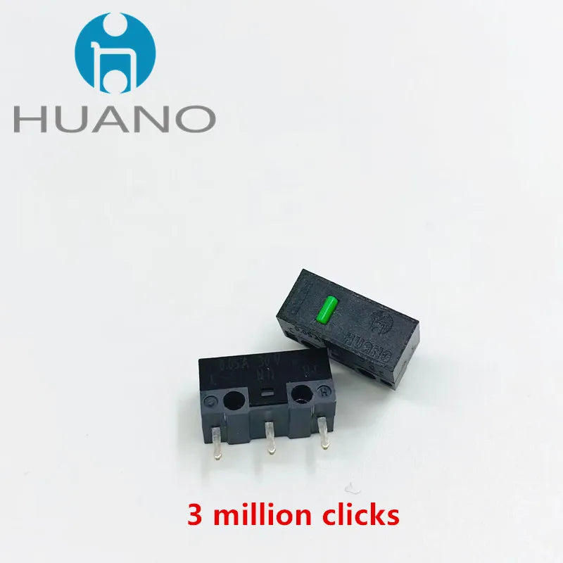 2Pcs New product HUANO Black Blue Transparent Shell Mute Mouse Micro Switch 10M 30M 60M 80M 100 million Mouse maintenance button