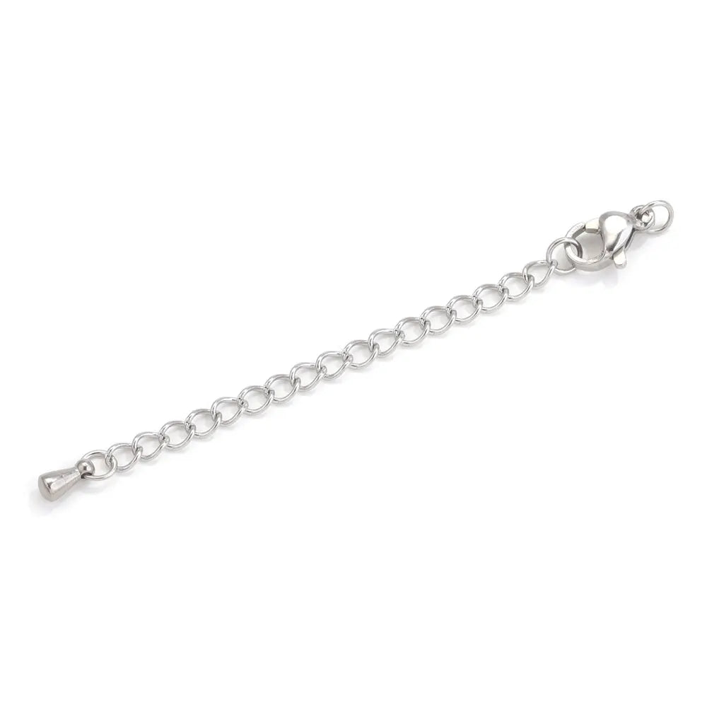 10pcs Stainless Steel Extension Extended Tail Chains With Lobster Clasps For Bracelet Necklace DIY Jewelry Making Supplies