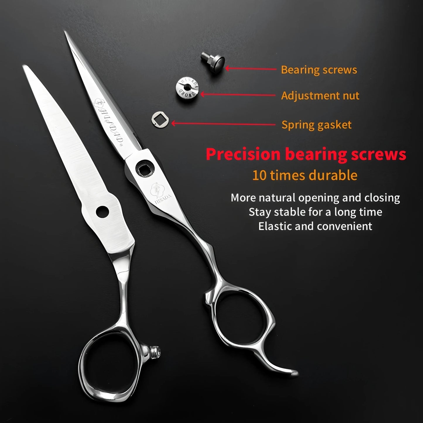 HISADA Hairdressing Scissors Professional Barber Scissors 6.0 Inch Scissors VG10 Material Professional Barber Scissors