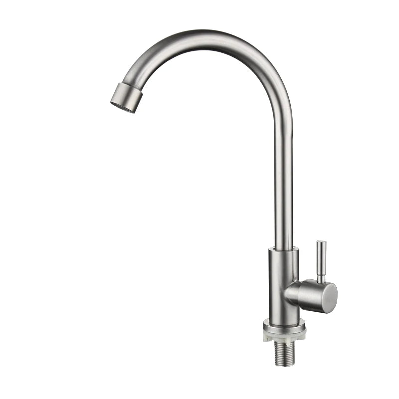 Single cold stainless steel kitchen faucet, sink, vegetable washbasin, rotating faucet
