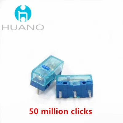 2Pcs New product HUANO Black Blue Transparent Shell Mute Mouse Micro Switch 10M 30M 60M 80M 100 million Mouse maintenance button
