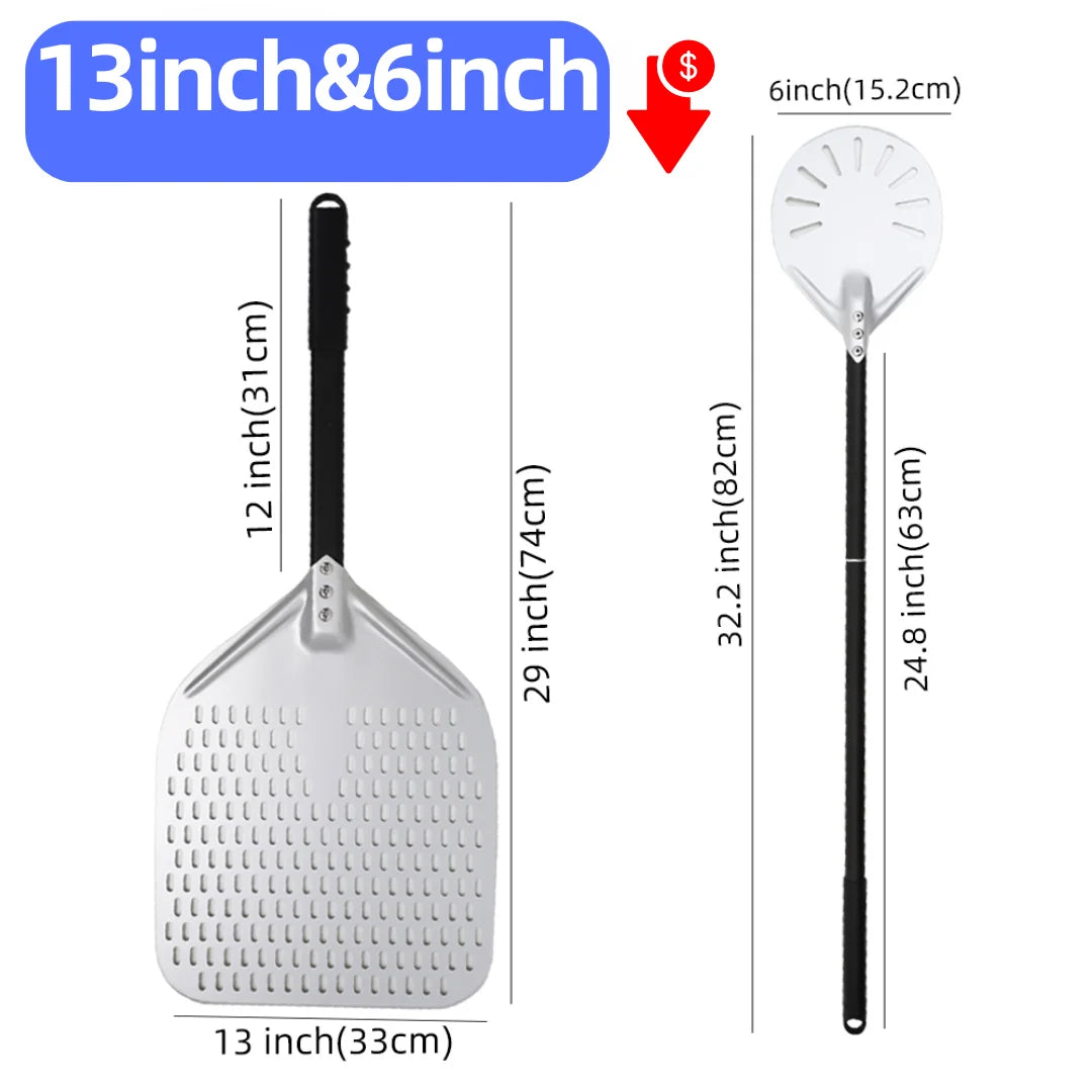 6&12 13 14  Inch Aluminum Pizza Peel Bread Paddle Pizza Oven Turning Peel Hard  Anodized Pizza  Baking Kitchen Tool Spatula