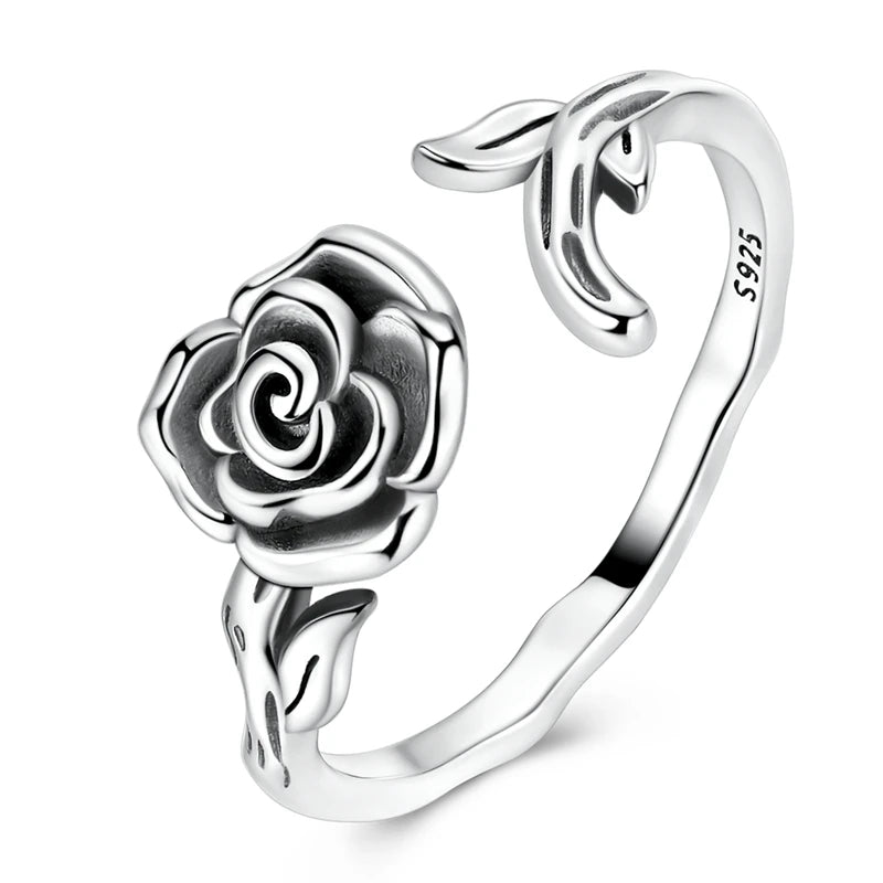 MULA 925 Sterling Silver Rings Retro Sun Moon Stars Adjustable Open Ring For Women Man Wedding Band Party Fashion Jewelry Gift