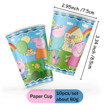 Peppa Pig Theme Party Supplies Tableware Cup Plate Straw Napkins Spiral Honeycomb Paper boxe Background Girls Birthday Decorate