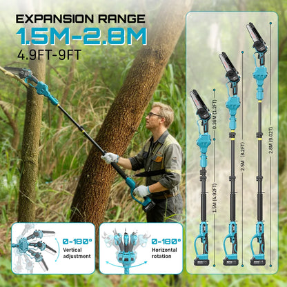 Seesii 3-in-1 Brushless Telescoping Pole High Branch Scissors Electric Chainsaw Garden Pruning Tools For Makita 18V Battery Pin