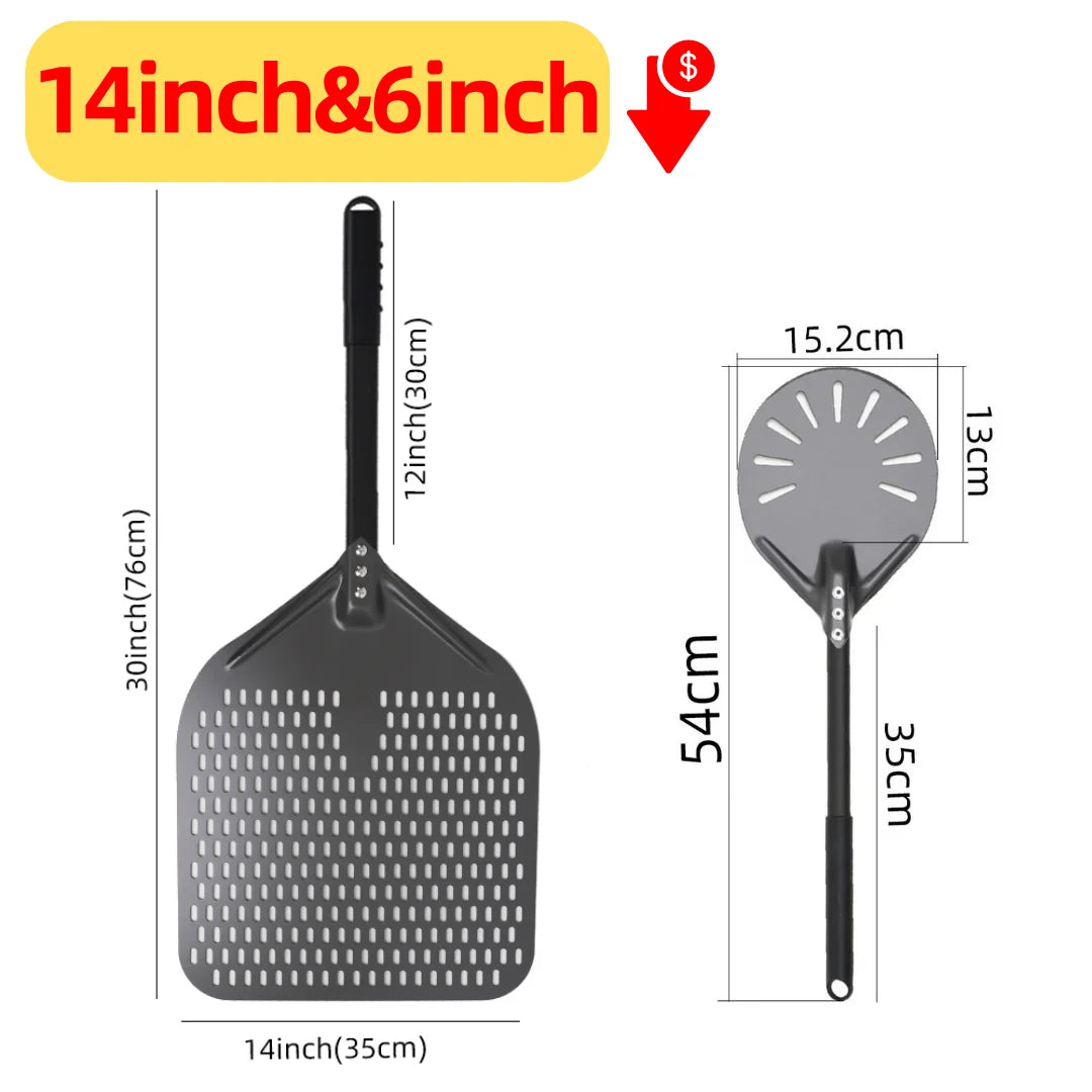 6&12 13 14  Inch Aluminum Pizza Peel Bread Paddle Pizza Oven Turning Peel Hard  Anodized Pizza  Baking Kitchen Tool Spatula