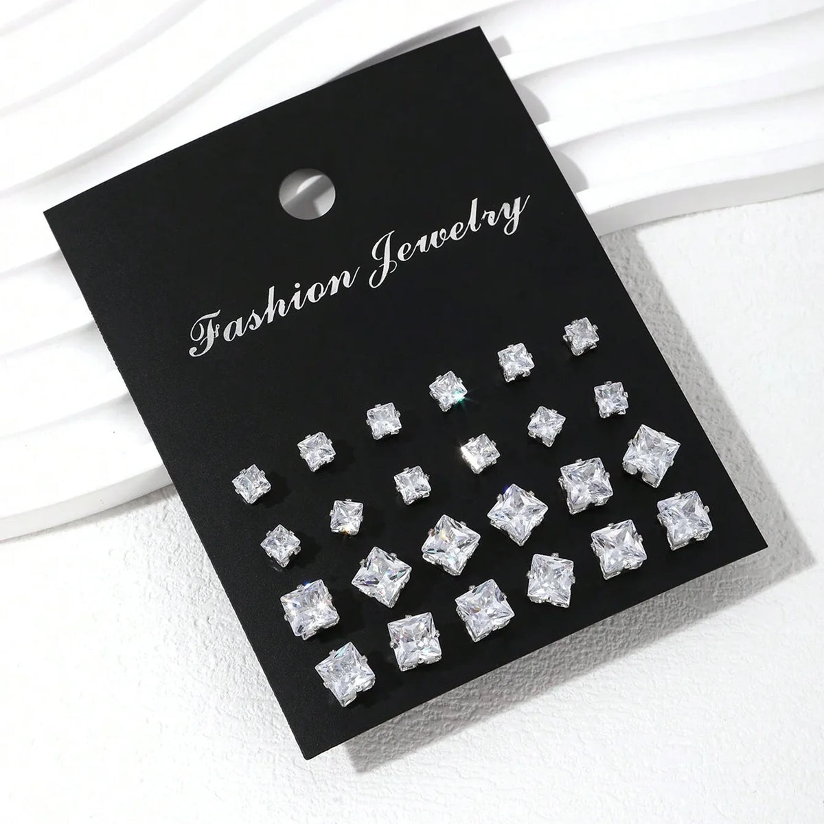 12 Pairs of Luxurious, Simple, Shiny, and Caring Zirconia Decorative Earrings Are Suitable for Gifts To Parties,And Couples