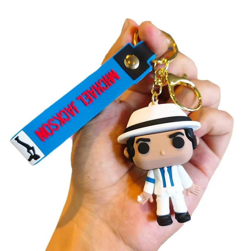 Michael Jackson Figure Keychain Classic Music Idol Pendant Mini Doll Keyring Fans Collectible Key Chain Gift