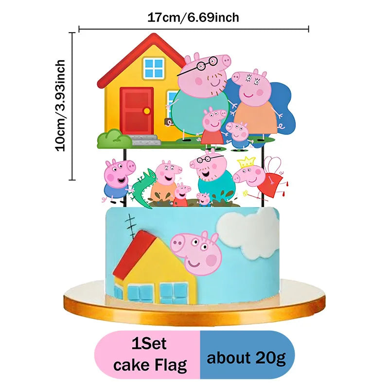 Peppa Pig Theme Party Supplies Tableware Cup Plate Straw Napkins Spiral Honeycomb Paper boxe Background Girls Birthday Decorate