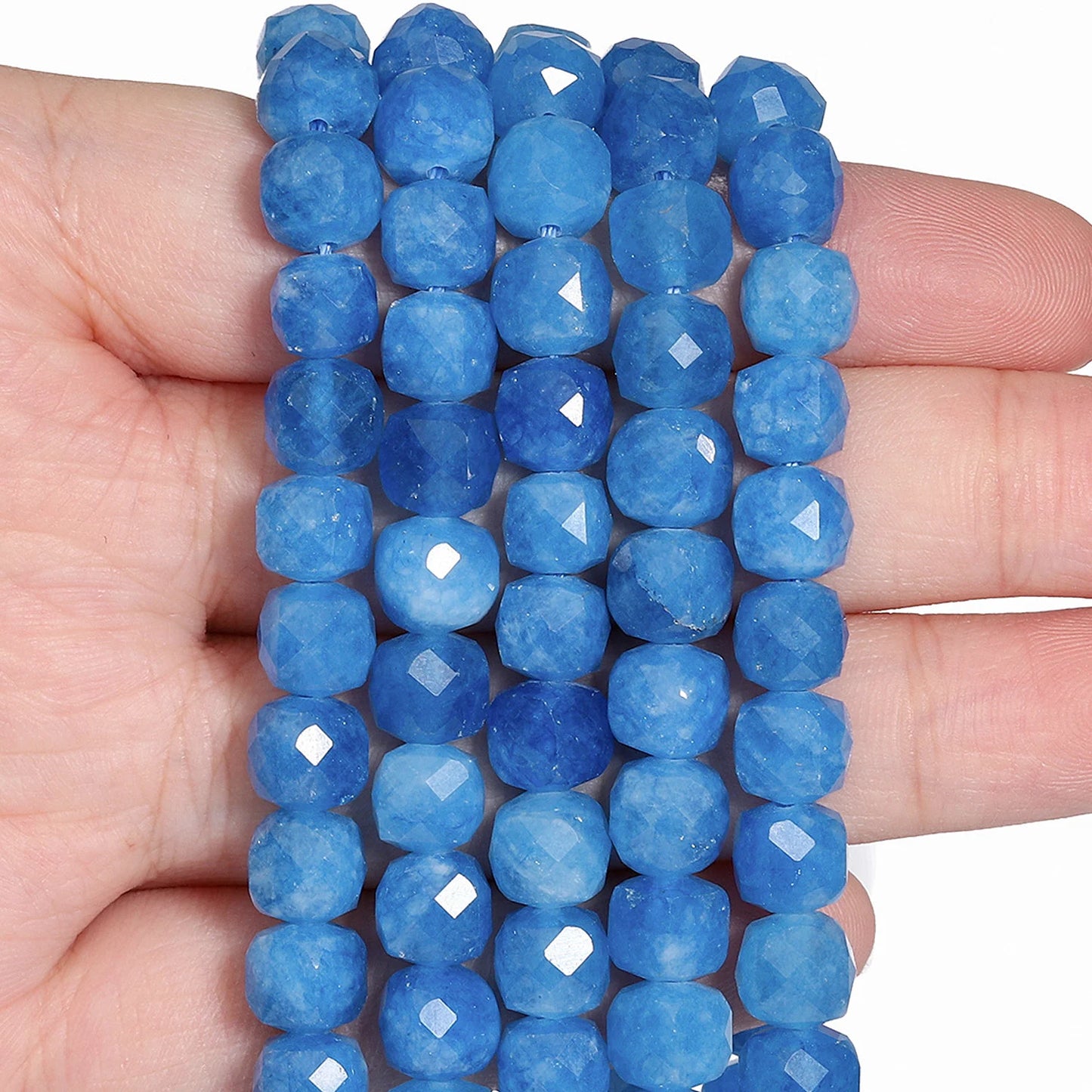 Natural Amethyst Beads 7-8mm Faceted Square Cube Geometric Shape Loose Beads for Jewelry Making Diy Accessories