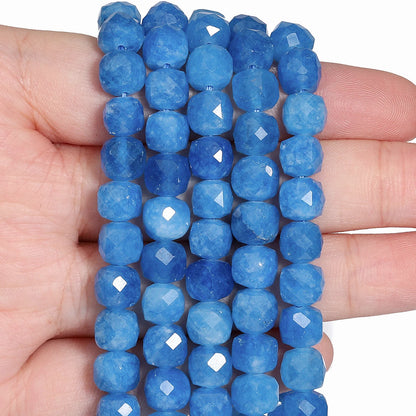 Natural Amethyst Beads 7-8mm Faceted Square Cube Geometric Shape Loose Beads for Jewelry Making Diy Accessories