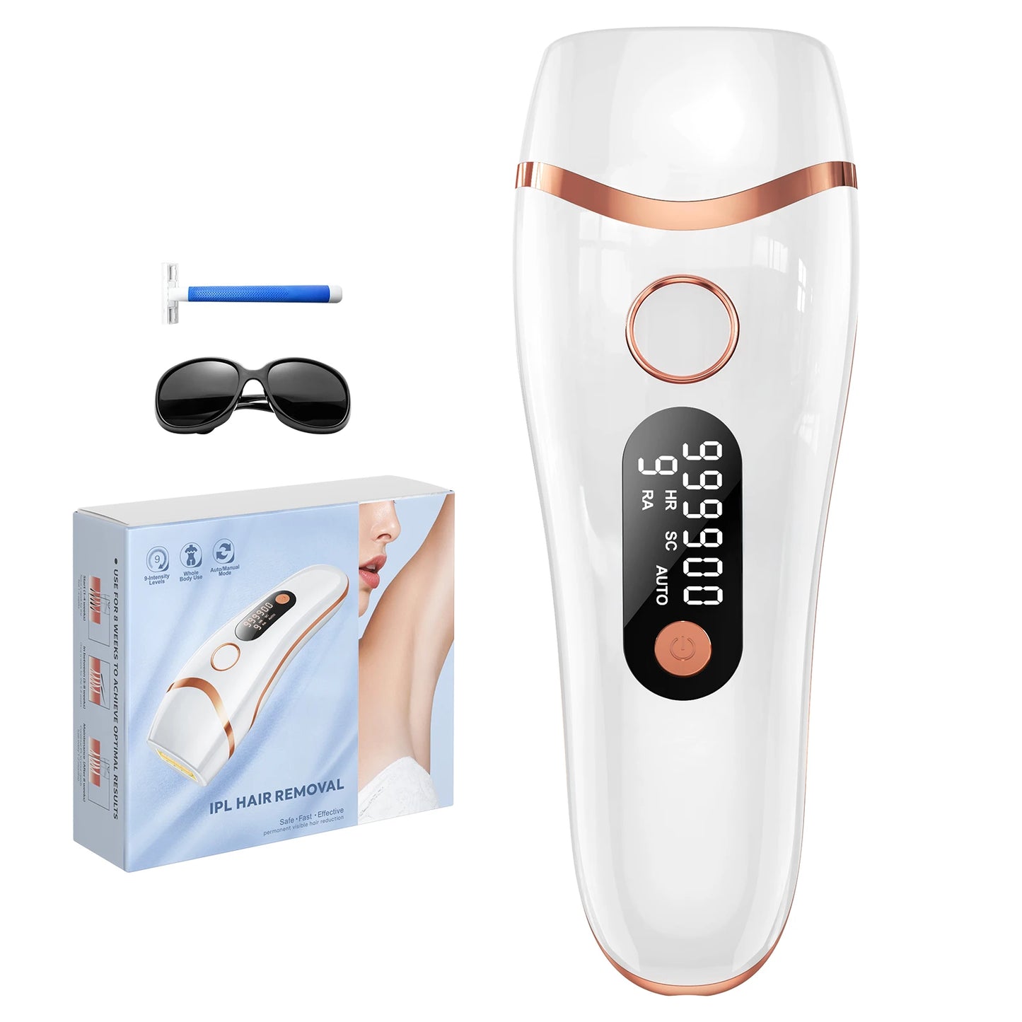IPL Hair Removal with Ice Cooling Care Function for Women Men Permanent,Unlimited Flashes Painless Epilator IPL Hair Remover