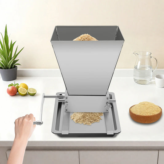 4L Grain Mill Grinder,Stainless Steel Manual Malt Crusher Hand Crank/Electric Drill Grain Grinder Milling Barley Wheat Home Brew