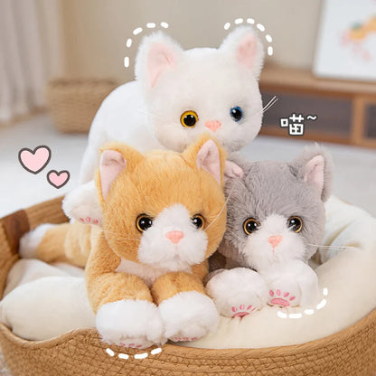 53CM Cute Simulated Cat Doll Plush Toy Stuffed Soft Animal Plush White Gray Kitten Pillow Kids Girls Birthday Gift Pet Toys Deco