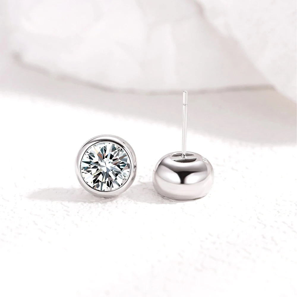 Cbtb Classic S925 Sterling Silver Round Moissanite Earrings for Women Wedding Luxury Gemstone Jewelry