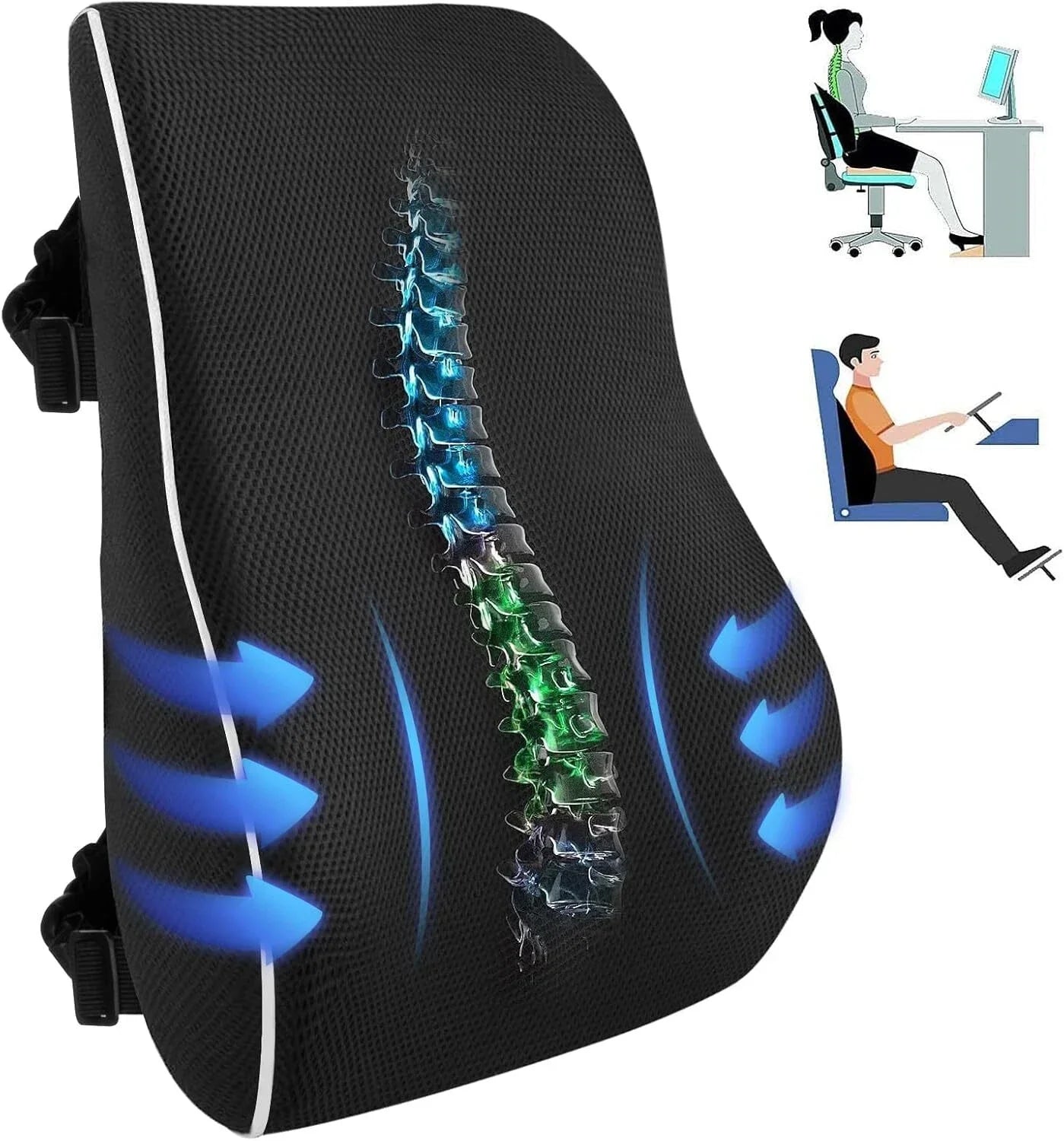 Lumbar Support Pillow Memory Foam Relieve Back Pain Car Seat Waist Cushion Soft Comfortable For Office Home Car