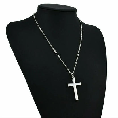 Classic Stainless Steel Cross Pendant Necklace for Women Men Link Chain Charm Necklace Cool Boys Girls Punk Hip Hop Jewelry Gift