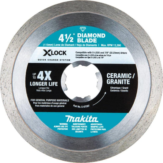 Makita  X-LOCK 4-1/2 in. Continuous Rim Diamond Blade for Ceramic and Granite Cutting