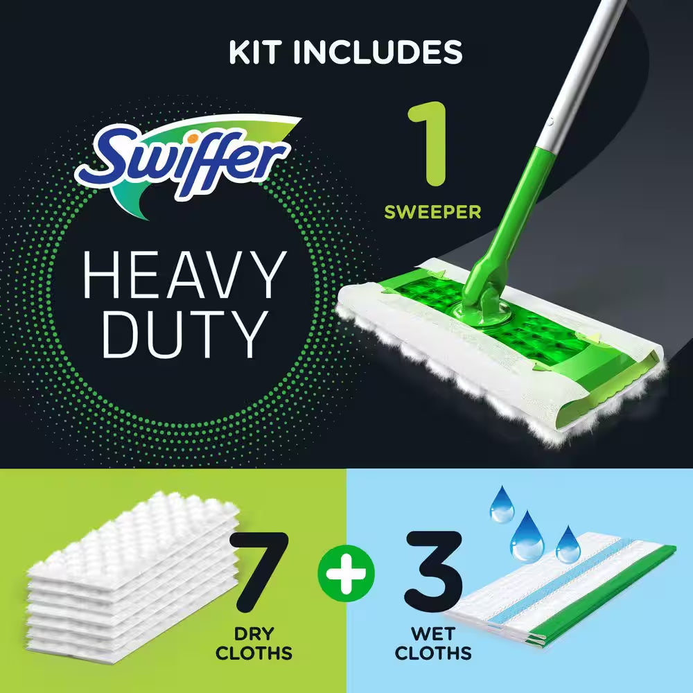 Sweeper 2-In-1 Dry and Wet Multi-Surface Mopping Starter Kit (1-Mop, 10-Refills)