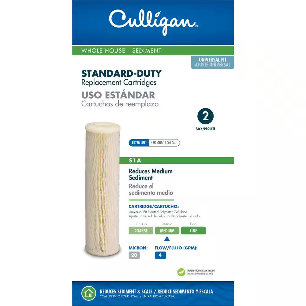 Universal 20-Micron Pleated Sediment Replacement Cartridge Water Filtration System