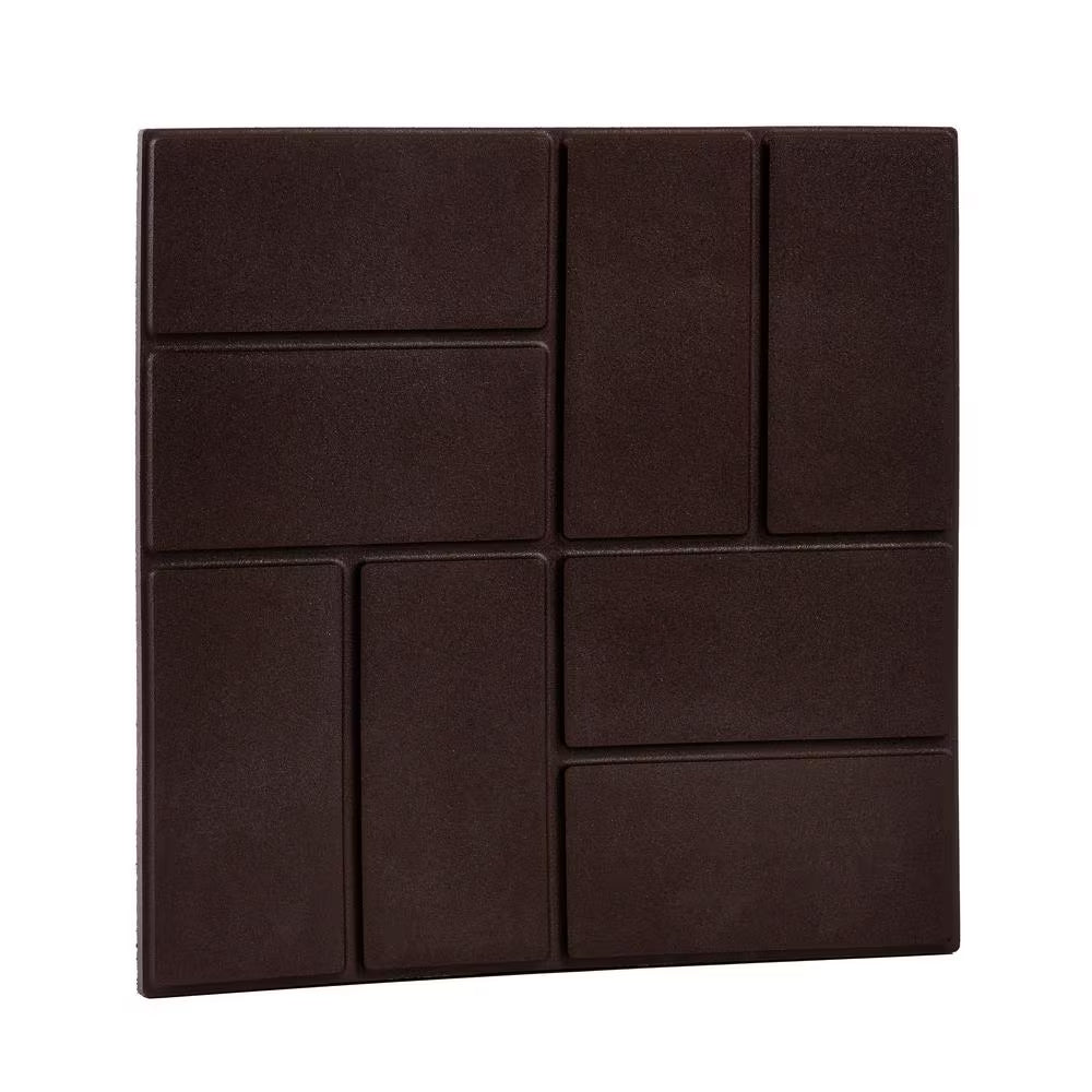 15.5 In. X 15.5 In. Square Brown Cobblestone/Brick Dual-Sided 100% Recycled Rubber Paver (6-Pack)