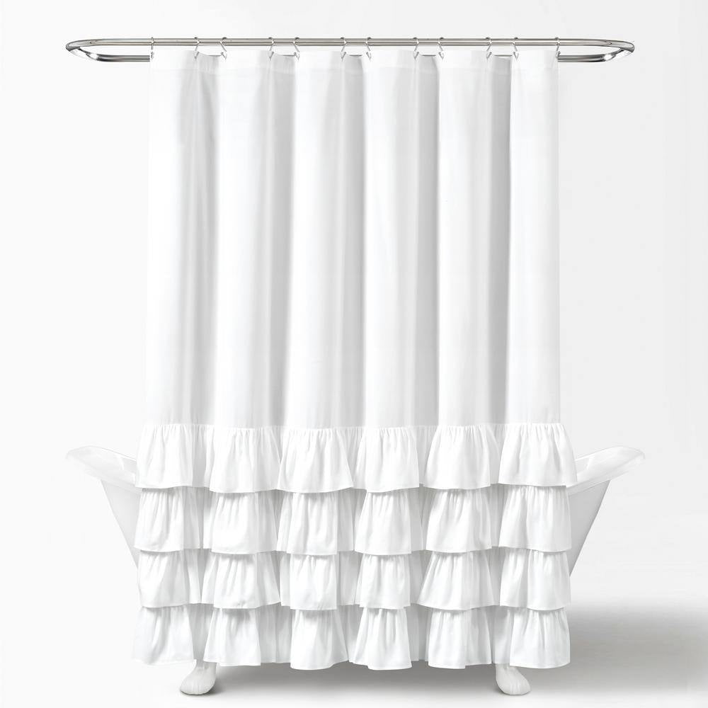 72 In. X 72 In. Allison Ruffle Shower Curtain White Single