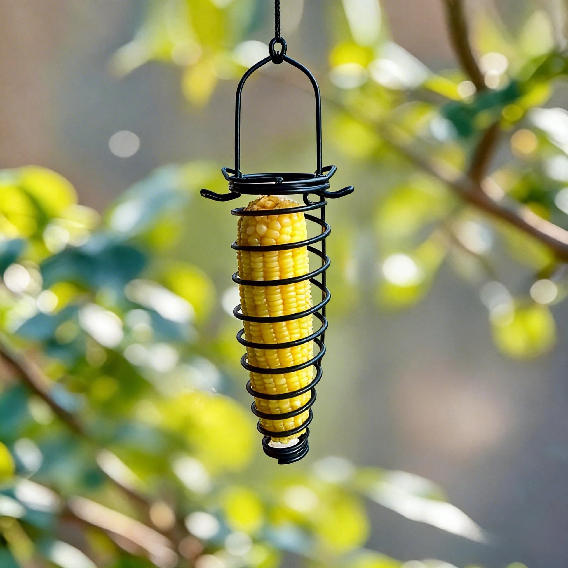 Green Metal Corn Cob Feeder Squirrel Feeder