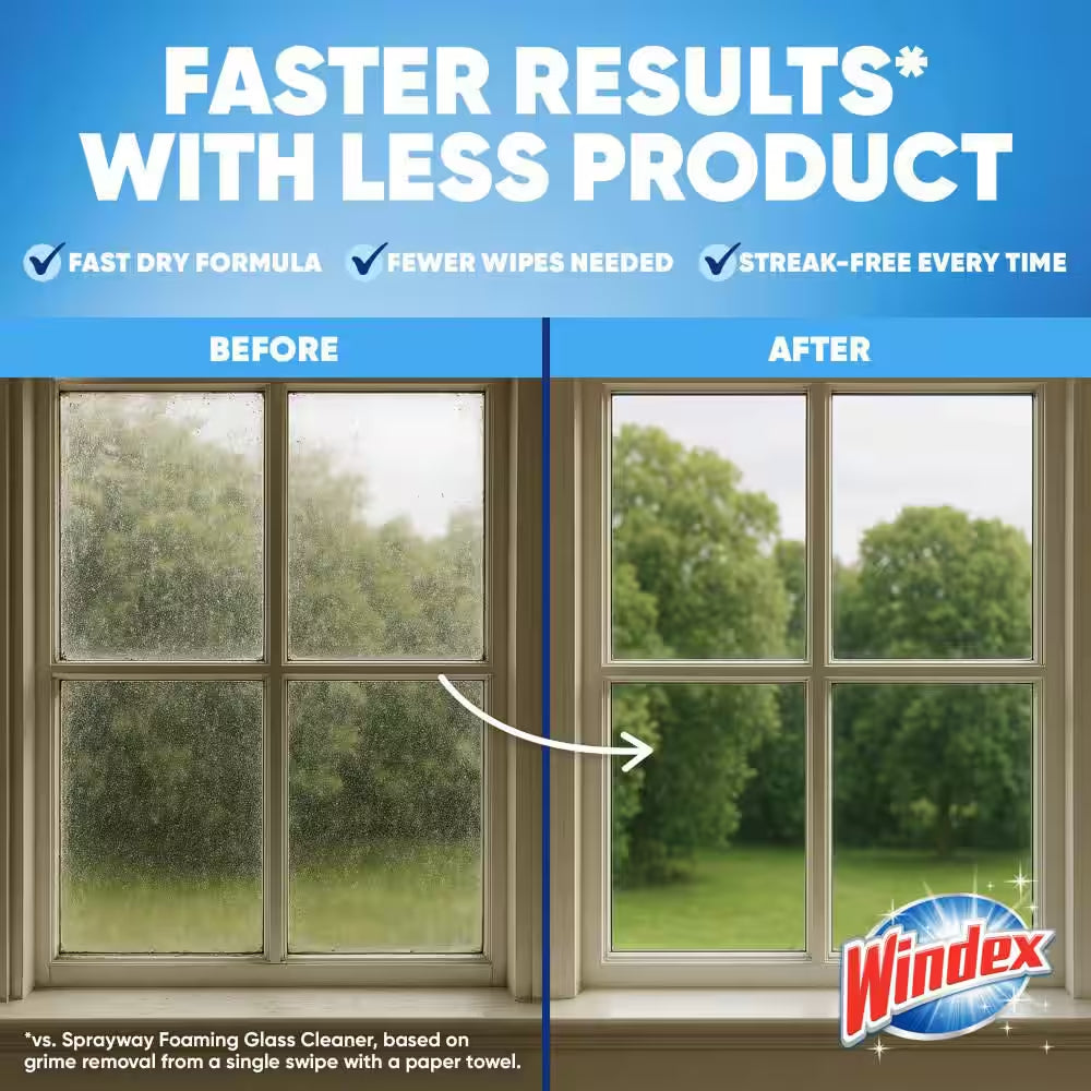 19 Oz. Glass Cleaner Fast Shine Foam, Rainshower Scent 6-Pack