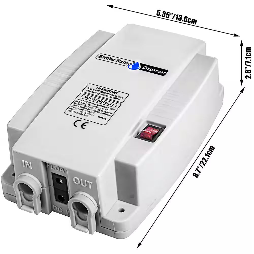 Bottled Water Dispenser Pump System, 110V 20Ft US Plug High Flow Bottled Water Pump with Single Inlet