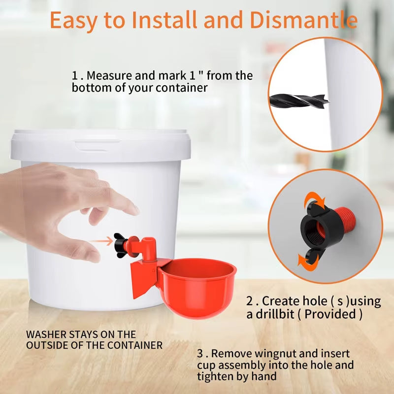 50Pcs Automatic Poultry Drinking Bowl Chicken Waterer Cups Duck Drinking Machine Hanging Drinking Bowls Water Dispenser Acessory