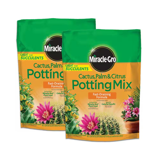 Cactus, Palm and Citrus Potting Mix Soil 8 Qt. Great for Succulents, for Indoor or Outdoor Container Plants (2-Pack)