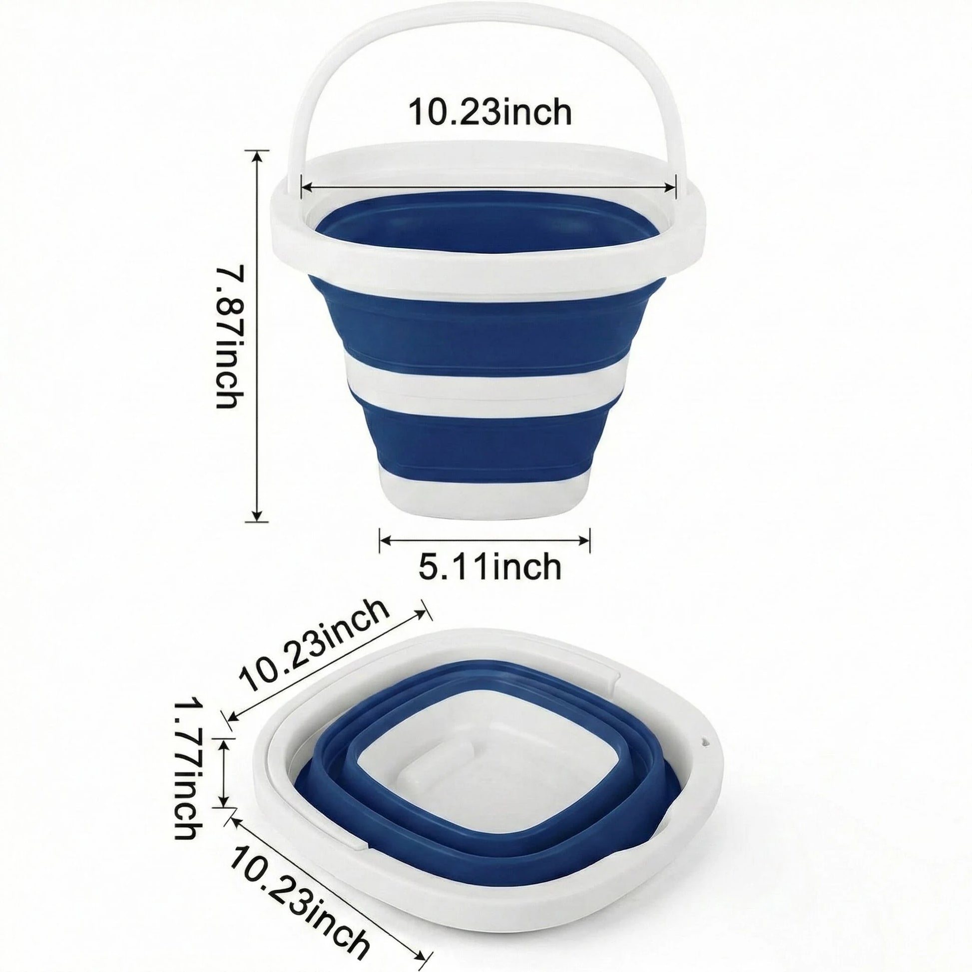 1-Gallon Bpa-Free Silicone Blue Collapsible Bucket