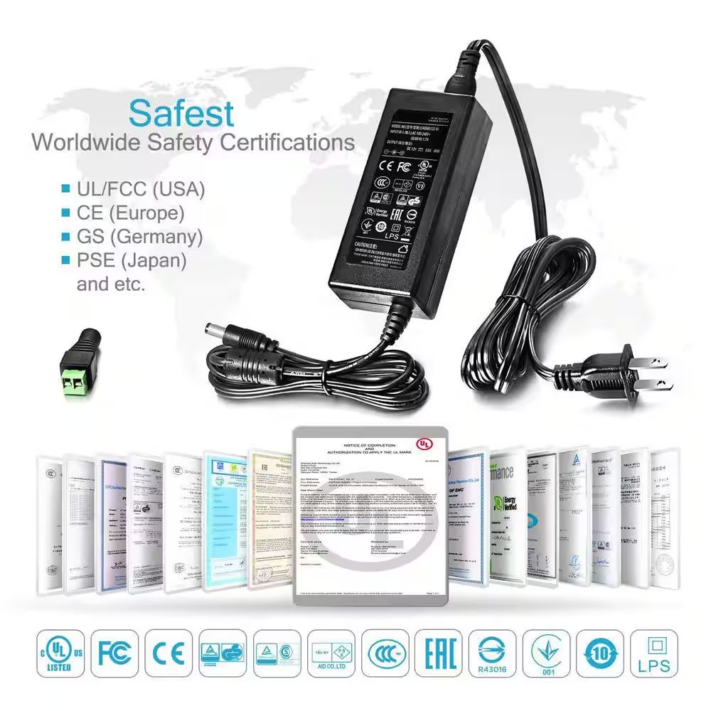 12V 5A 60W Power Supply AC DC Switching Adapter Wall Wart Converter Transformer 100-240V Input 12Vdc Output