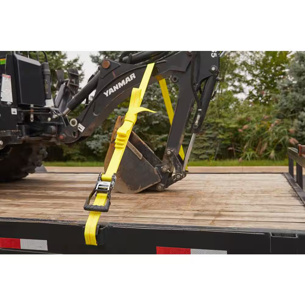 2 In. X 27 Ft. Heavy-Duty Ratchet Tie-Down Strap with Flat Hooks