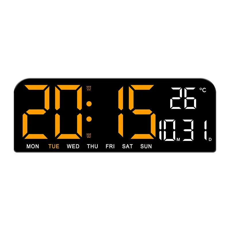 Large Digital Wall Clock Temp Date Week Display USB Powered Table Clock Wall-Mounted Dual Alarms LED Clocks