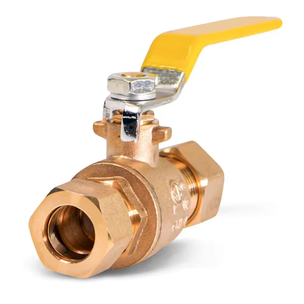 1 In. Premium Brass Full Port Ball Valve with Compression Connections