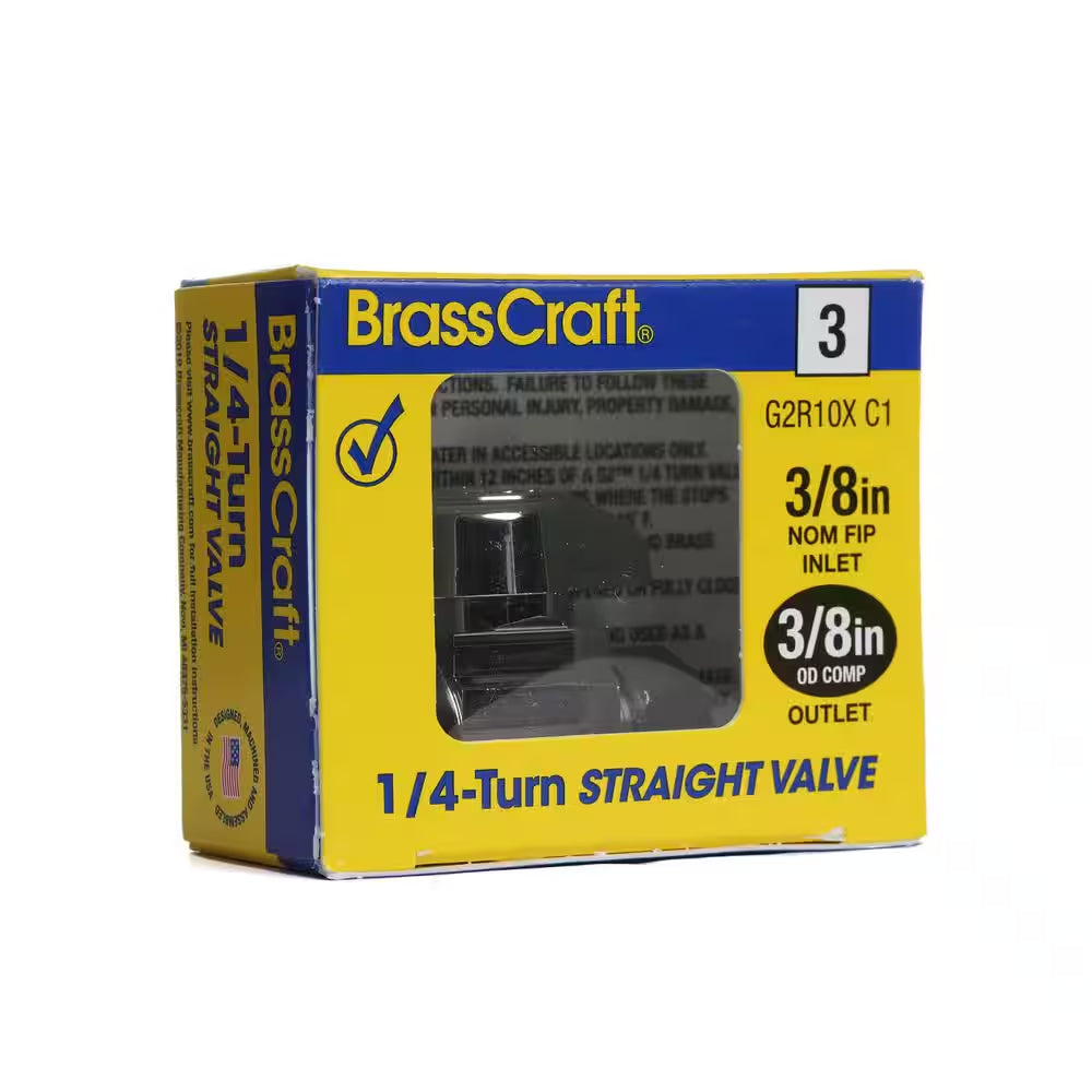 3/8 In. FIP Inlet X 3/8 In. Compression Outlet 1/4-Turn Straight Valve