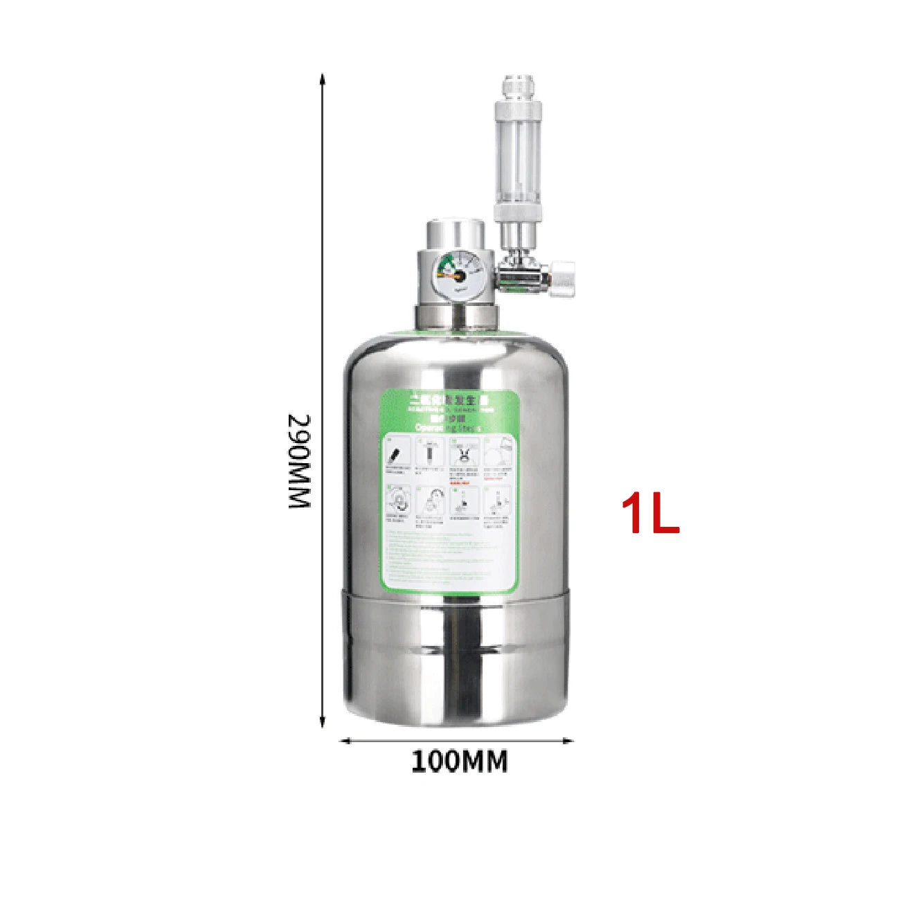 Aquarium CO2 Generator System Kit Stainless Steel CO2 Cylinder Generator System Carbon Dioxide Reactor Kit for Plant Fish
