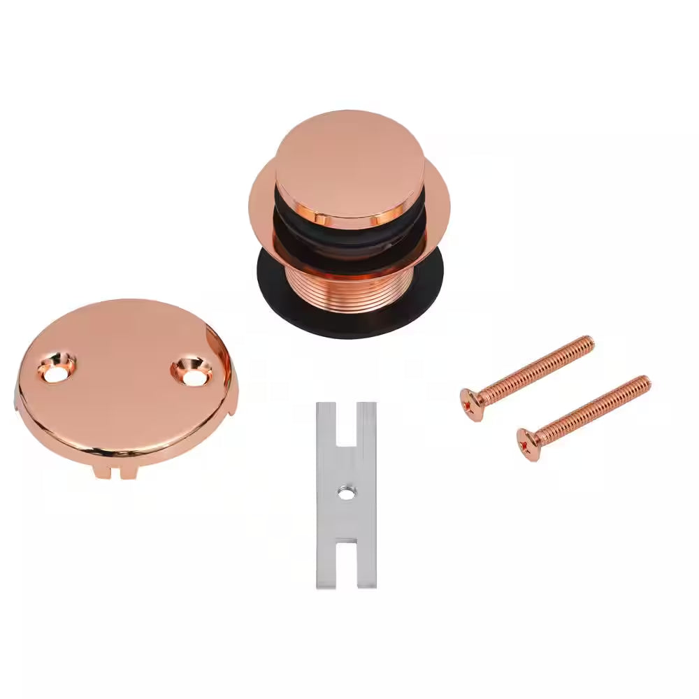 Circular 2.8125 In. H X 2.5 In. D Polished Copper in Brass, Decorative Drain Cover Easy Touch Tub and Shower Trim