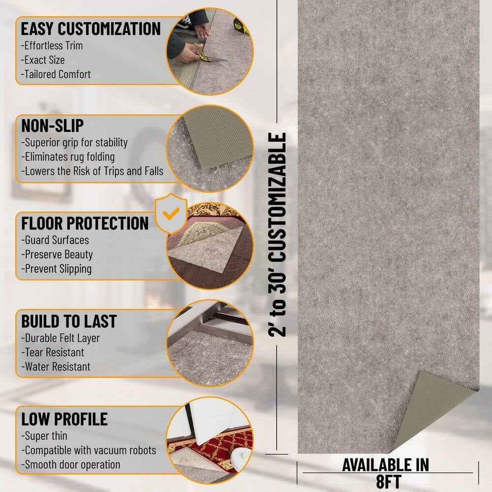 Premium Absorbent Non-Slip Rug Pad, Spill Protection and Floor Safety 8 Ft. X 10 Ft. Polyester Garage Flooring, Beige