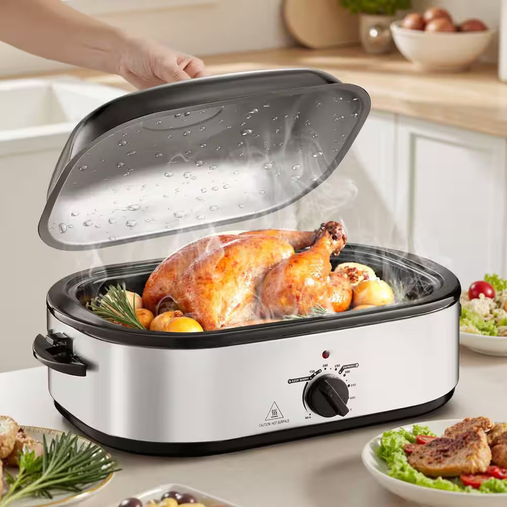 Roaster Oven, 14QT Sliver Slow Cooker, 150-450℉ Adjustable Temperature Electric Roasting Pan