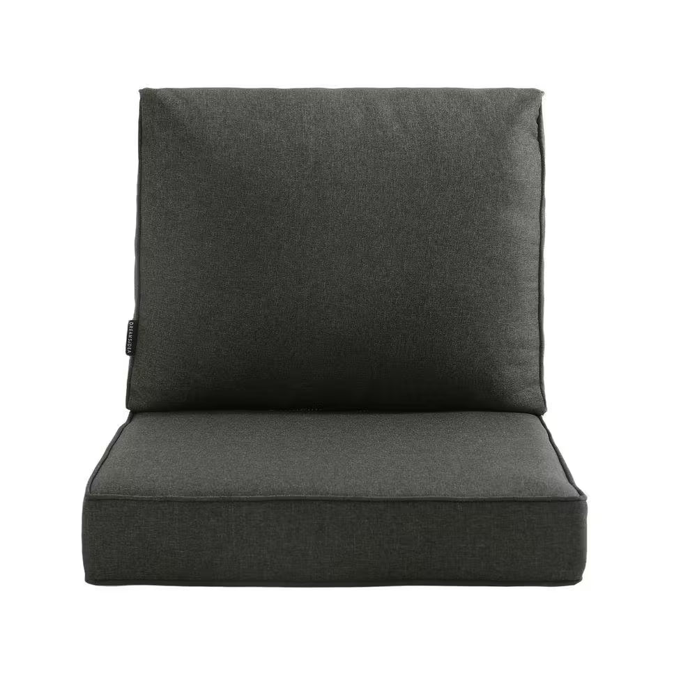 Outdoor Chair Cushions 2-Piece 19 X 20 + 23 X 24 In. Deep Seat and Backrest Cushion Set for Patio Furniture in Dark Gray