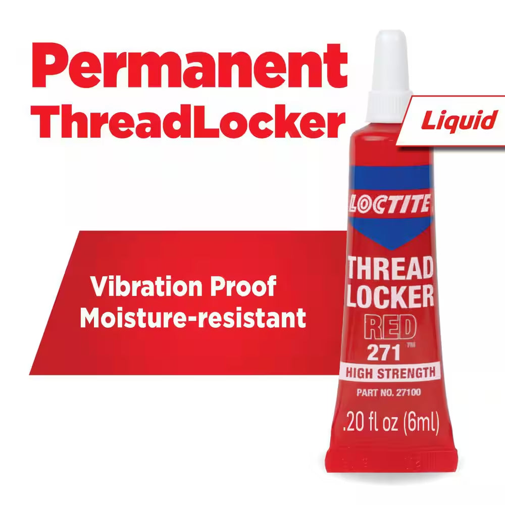 Threadlocker 271 Red Permanent Nut and Bolt Adhesive 0.20 Oz. (Each)