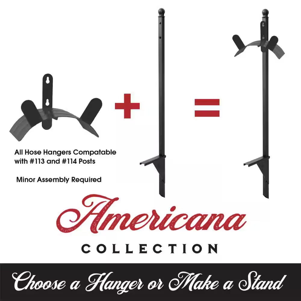 125 Ft. Americana Black Steel Heavy-Duty Wall Mounted Garden Hose Reel