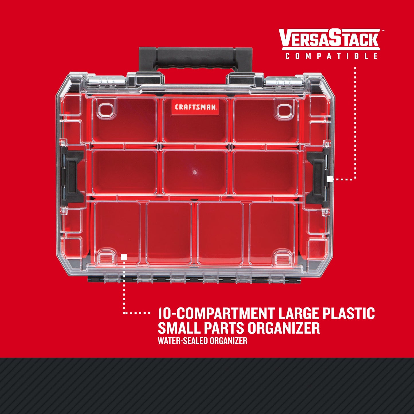 VERSASTACK 10-Compartment Large Plastic Small Parts Organizer