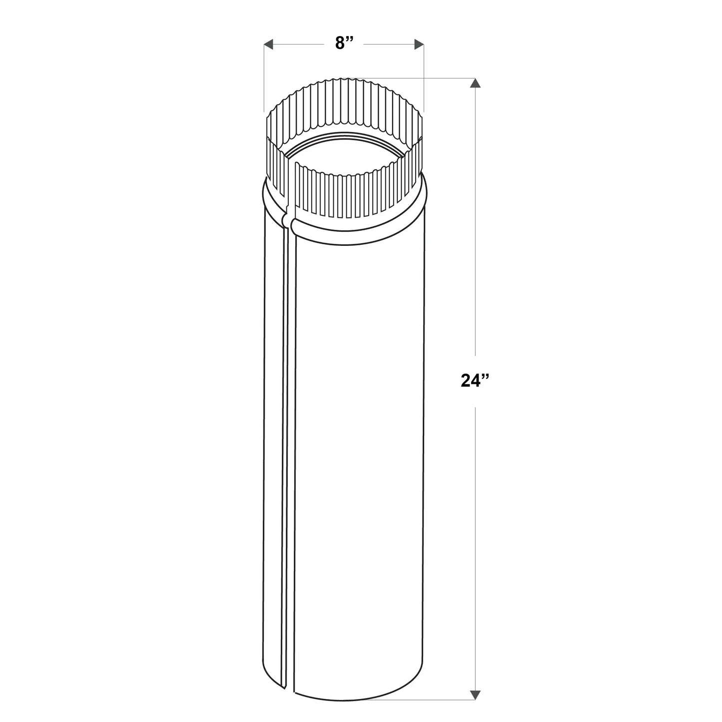 24.0-In L X 8.0-In Dia Black Steel Stove Pipe