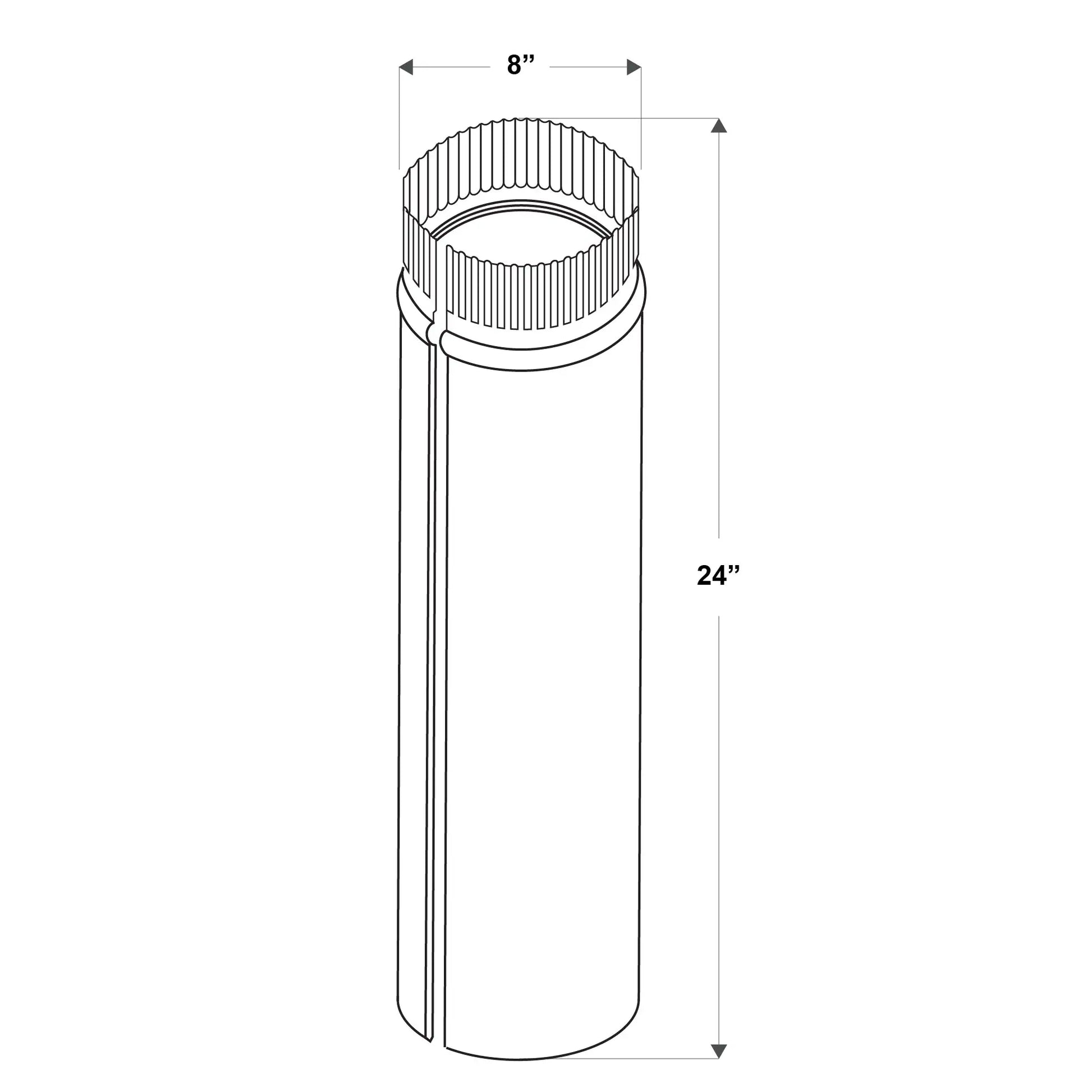 24.0-In L X 8.0-In Dia Black Steel Stove Pipe